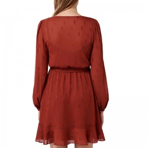 Neu eingetroffenes Skaterkleid mit langen Ärmeln aus rostfreiem Metall für Damen