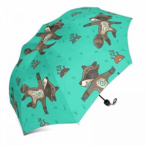 China hersteller leichte kunststoffgriff auto öffnen benutzerdefinierte cartoon gedruckt 3 faltbare regenschirm