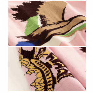 OEM \u0026 ODM Kundenspezifisches Logo Jacquard Intarsia Wildgans Mode Design Strick Frauen Pullover Pullover