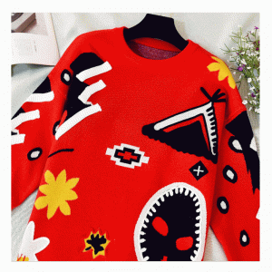 Europäische amerikanische Größe Jacquard-Pullover Design dickes warmes Kleid Strickwaren