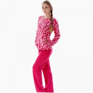 Frauen gedruckt Mikrofaser Fleece Pyjama Set
