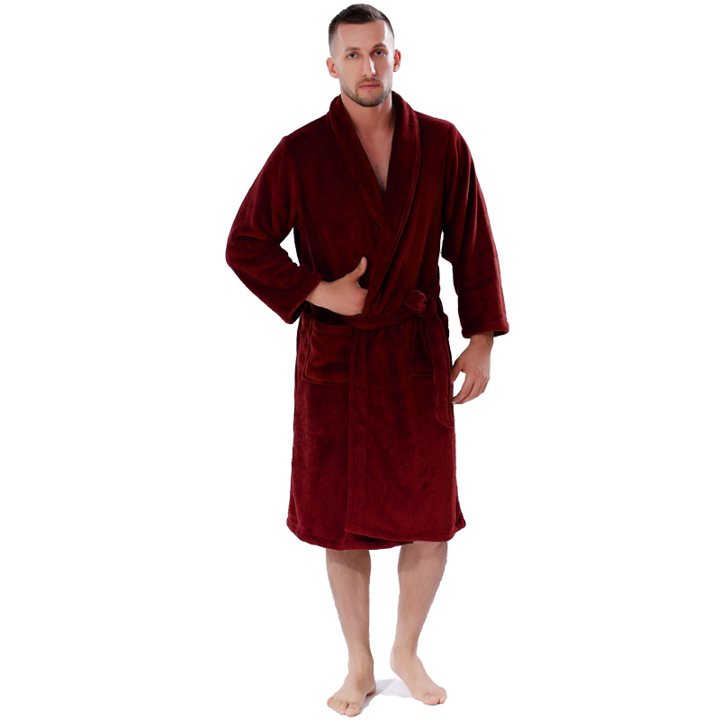 Erwachsene Coral Fleece Robes Männer Frauen Einfarbig Bademäntel Paar Pyjamas