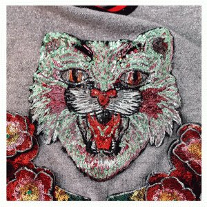 Handgemachte Pailletten Applikationen und Blumen Strickpullover Pullover für Frauen