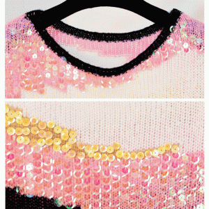 2019 handgemachte genähte Pailletten Applikationen Herbst Winter Mohair Pullover Pullover