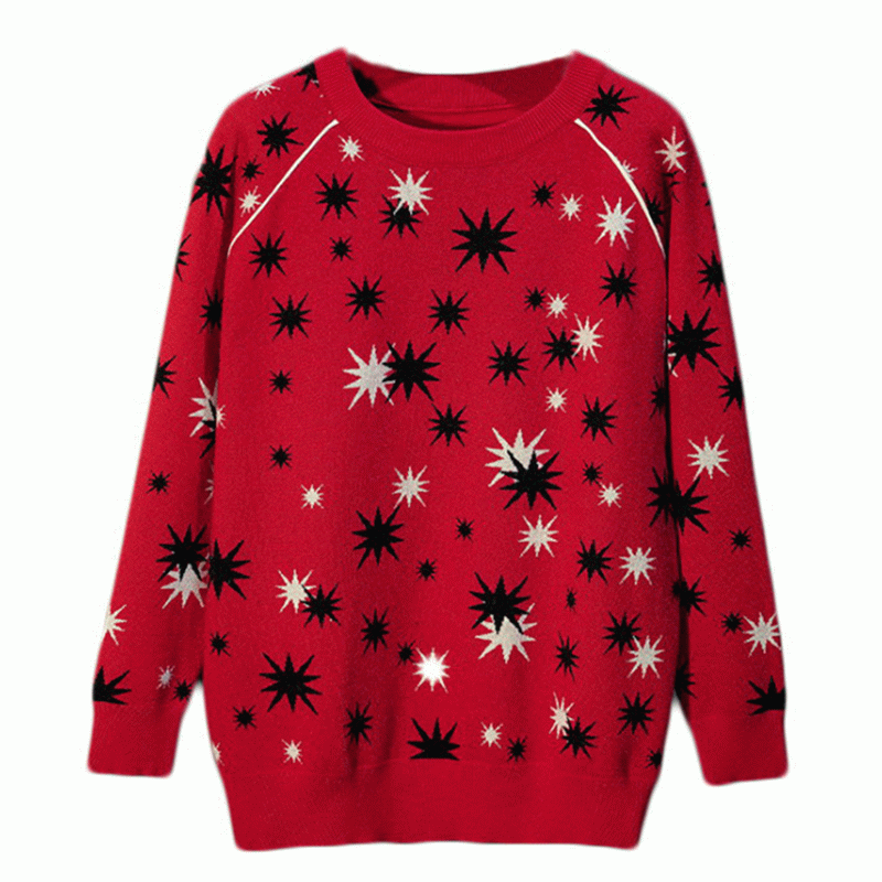 2019 Neue lose Explosion Star Raglanärmel dicken Strickpullover