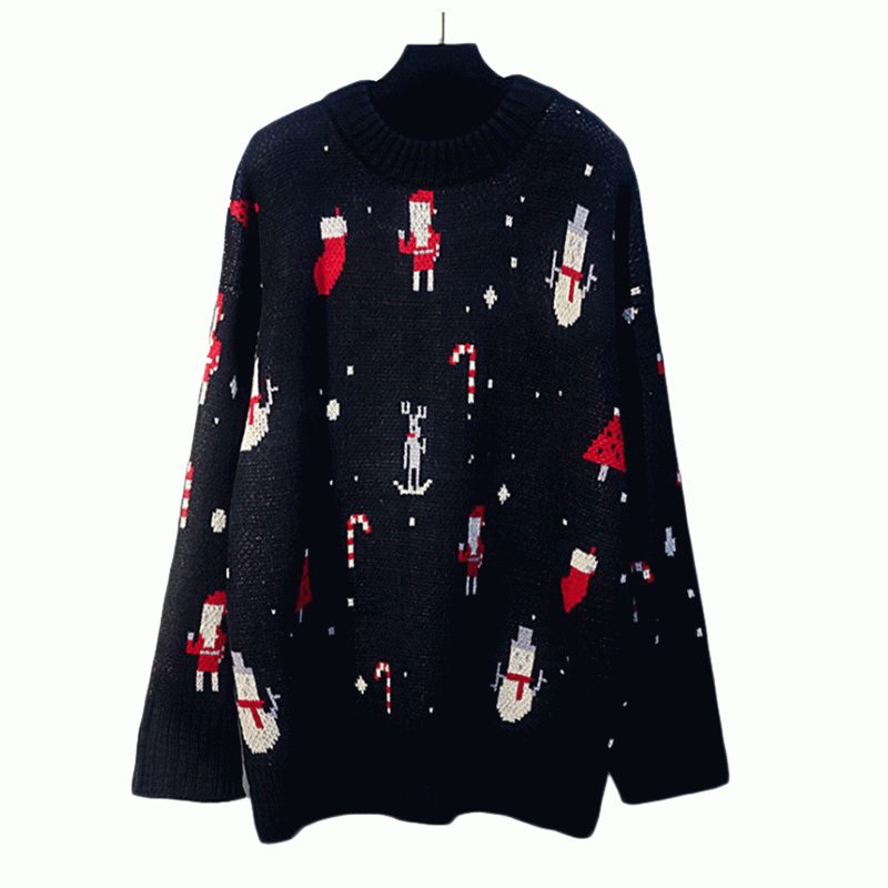 2019 Pop-Pullover Weibliche Winter-koreanische Version Loose Bottoming Christmas Red Knit Sweater