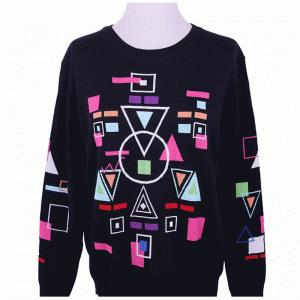 Multi Color Geometric Jacquard Damen Fancy Sweater 2018