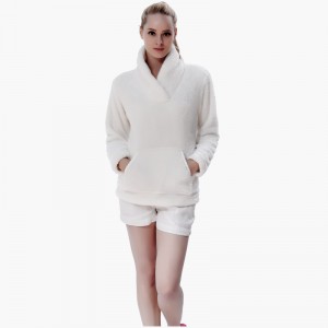 Frauen kuscheln Fleece Creme Sweatshirt