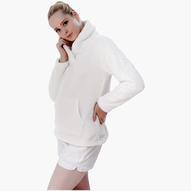 Frauen kuscheln Fleece Creme Sweatshirt