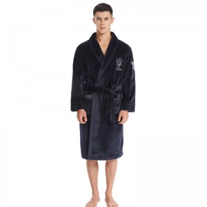 Männer Stickerei Luxus Flanell Fleece Robe