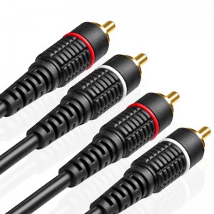 Dual-Cinch-Stecker M / M 2-Kanal (rechts und links) Vergoldete, doppelt geschirmte Cinch-Cinch-Stecker Schwarz