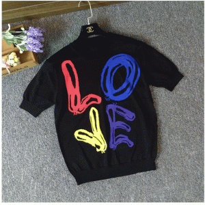 2018 benutzerdefinierte Jacquard Liebe Schriftart Kurzarm Sommer Pullover Pullover