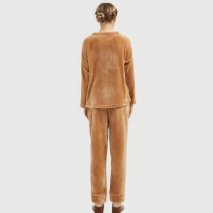 Frauen-Flanell-Vlies-Tierstickerei-Bärn-Pyjama-Satz