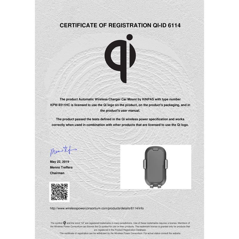 Shenzhen Factory - Kinpas QI Auto Wireless Ladegerät KPW-9311HC
