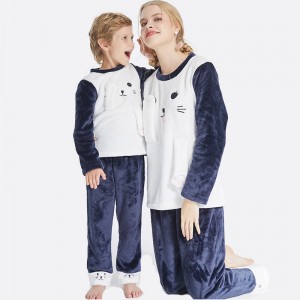 Familie passenden Flanell Fleece-Stickerei Pyjama Set