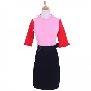 2018 Sommer Wasserfallausschnitt Kurzarm Damen Zweiteiler Strickpullover Kleid