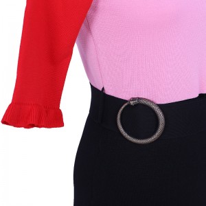 2018 Sommer Wasserfallausschnitt Kurzarm Damen Zweiteiler Strickpullover Kleid