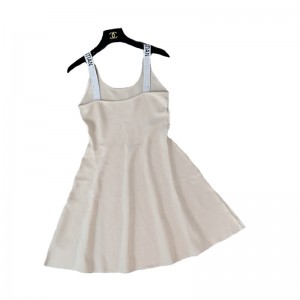 Damen Sommer Strick Ärmelloses LOGO Buchstabe A Linie Pullover Kleid