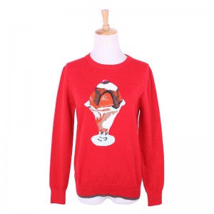 Custom Design Icecream Jacquard 100% Baumwolle Frauen Pullover Pullover