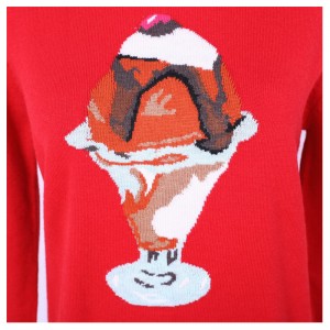 Custom Design Icecream Jacquard 100% Baumwolle Frauen Pullover Pullover
