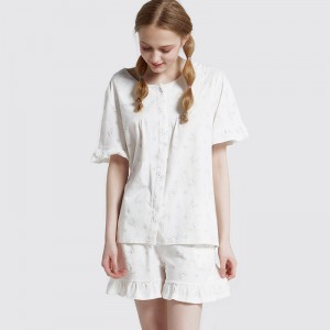 Frauen gedruckt Baumwolle-Spandex Single Jersey Pyjama Set