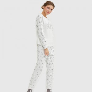 Frauen schöne gedruckte Stickerei Single Jersey Pyjamas Set