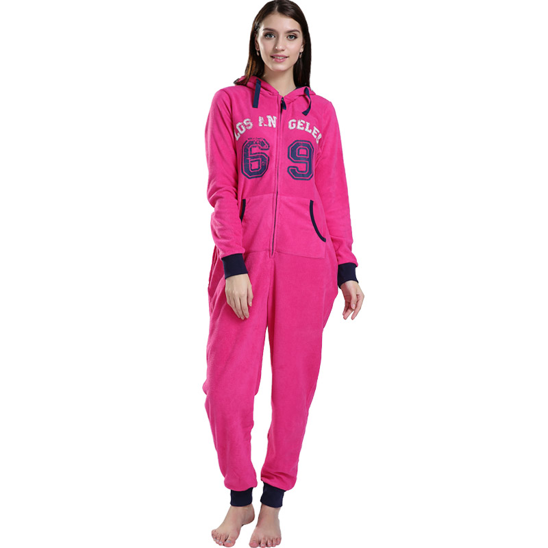 Erwachsene Mikrofaser Fleece Hooded Onesie Pyjama Sets für Frauen