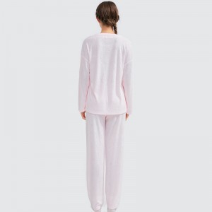 Frauen Bambus Jacquard Stoff bestickt Pyjama Set