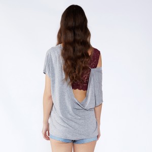 Asymmetrische neuesten Hals Designs rückenfreie Bluse Designs für Mädchen JCGJ190315080