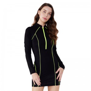 Fabrik oem hochwertige streifen schwarz wrap billige verband dress sommer schwarz schaukel dress