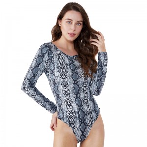 Leck zurück ausgeschnitten voll benutzerdefinierte Mädchen Erwachsenen ein Stück Damen Langarm Bluse Compression Snake Snakeskin Bodysuit