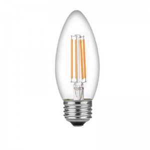 LED 60 Watt Kandelaberbirnen Medium Base, Kandelaberbirnen, Dimmbares Filament Durchsichtige 60 Watt LED-Birnen (Verbraucht nur 4,5 Watt), C37 LED-Filamentkerzenbirnen