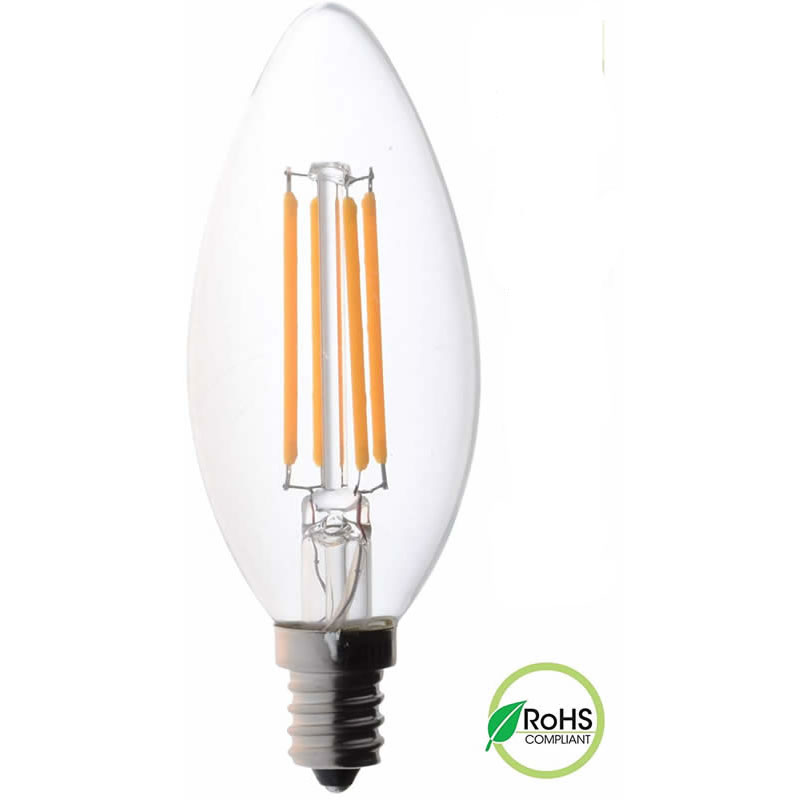 LED 60 Watt Kandelaberbirnen Medium Base, Kandelaberbirnen, Dimmbares Filament Durchsichtige 60 Watt LED-Birnen (Verbraucht nur 4,5 Watt), C37 LED-Filamentkerzenbirnen
