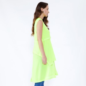 Fluoreszierende grüne lose Designs plus Größe lange Dame Bluse \u0026 Top