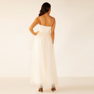 Oem hochwertige Frauen lange weiße Sommer Lace Fringe Brautjungfer Brautkleid Stoff