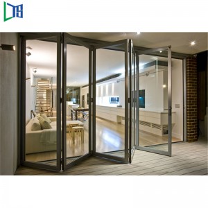 Hochwertige Thermopause Doppelglas Design Isolierte Akkordeon Glas Aluminium Rahmen Ordner Bi Fold Bifold Falttür