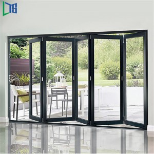 Doppelverglasung Bi Falttür Akkordeon Aluminium Glas Patio Exterior Bifold Doors Pulverbeschichtung fertig