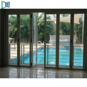 China-Fabrik-Erzeugnis-Aluminiumlegierungs-zweifach gefaltete Türen scharnierten Bi-Falttür für Handelsklasse-Gebäude
