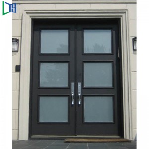 Große Außen As2047 Doppelglas-Flügel Französisch Aluminiumtür mit Pulverbeschichtung oder Holzmaserung fertig