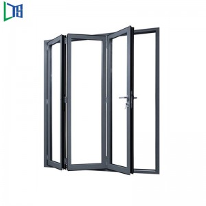 LYS 50 Serise Falttor Mit Doppelverglasung Brand Hardware Pulverbeschichtung Holzmaserung Fininshed