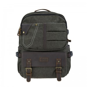 18SC-6891D Army Green Durabel Canvas Rucksack aus echtem Leder Business Laptop Rucksack aus echtem Reisegepäck