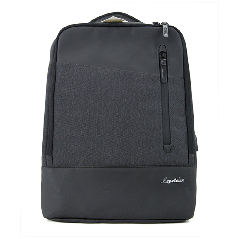 19SA-7840M Neue Ankunft PU mit wasserdichtem Laptopnylonrucksack 15-Zoll-Laptoprucksack mit USB-Aufladung