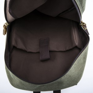 17SC-6456D Willkommener umweltfreundlicher grüner Canvas-Reiserucksack von OEM mit einem Laptopfach von bis zu 15,4 Zoll
