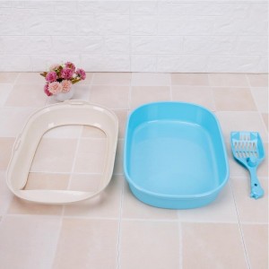 Großraum-Katzentoilette / Haustiertoilette mit Schaufel / Katzensandkasten / Pflegeprodukten