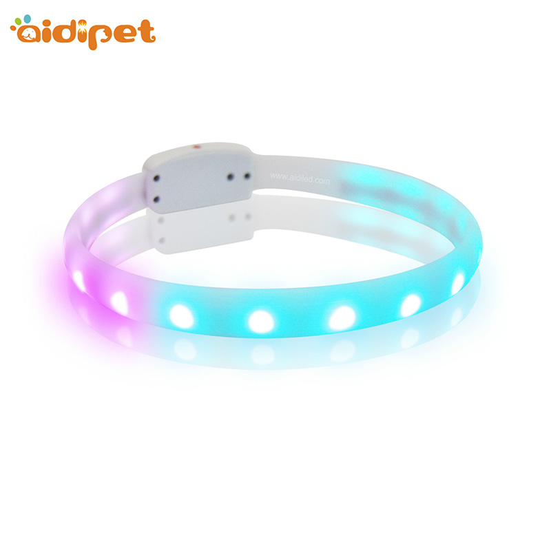 Werbeartikel Bunte USB wiederaufladbare blinkende Silikon LED Hundehalsband