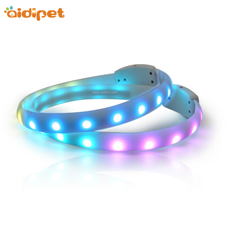 Werbeartikel Bunte USB wiederaufladbare blinkende Silikon LED Hundehalsband