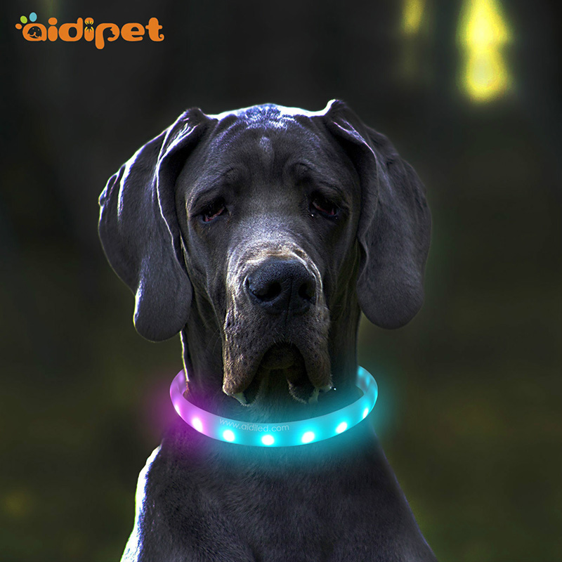 Werbeartikel Bunte USB wiederaufladbare blinkende Silikon LED Hundehalsband