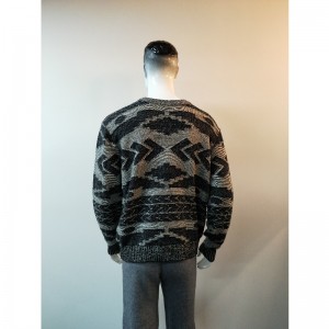 GREY PRINT CREW NECK SWEATER RLMS0003F