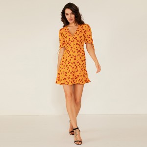 Professionelle Factory Oem Frauen Sommer Casual Swing Blumendruck Kleid