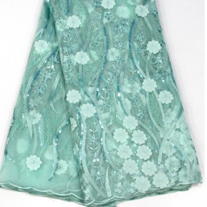 3d Blume spitze mit pailletten Hochwertige Afrikanische Französisch spitze stoff für hochzeit Stickerei tüll stoff